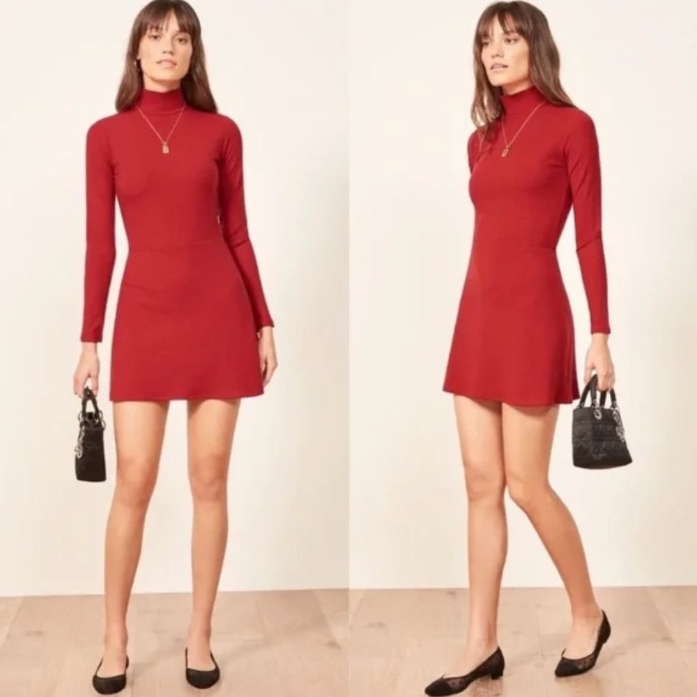 Reformation Red Long Sleeve Mini Dress (XS)